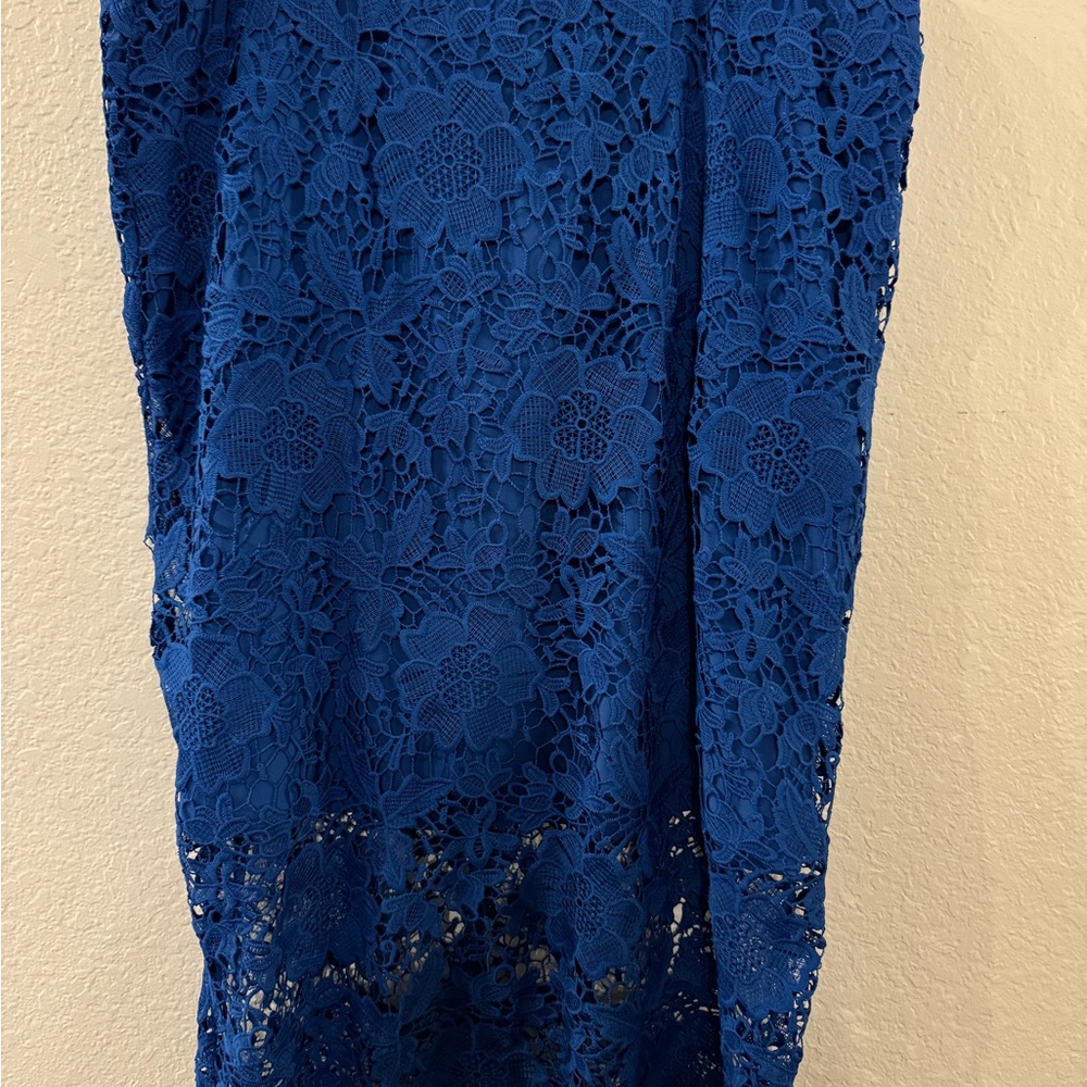 Eloquii Royal Blue Floral Lace Pencil Skirt